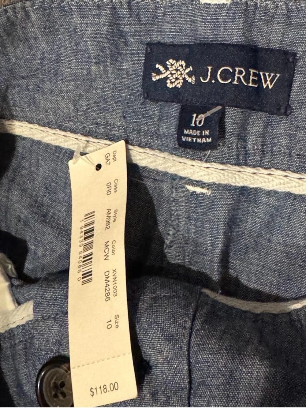 NWT J.Crew Re-Imagined Chambray Wide Leg Pants Women’s 10 100% Cotton Blue